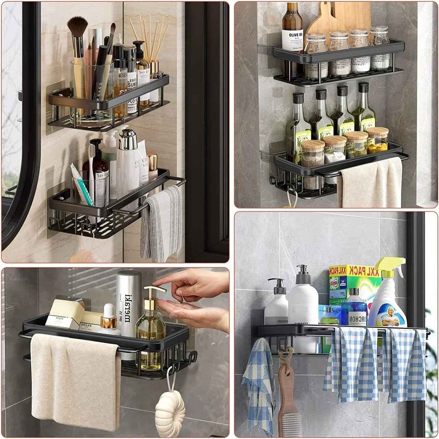 Aluminum Bathroom Shelf - No Drill Shower Organiser Rack