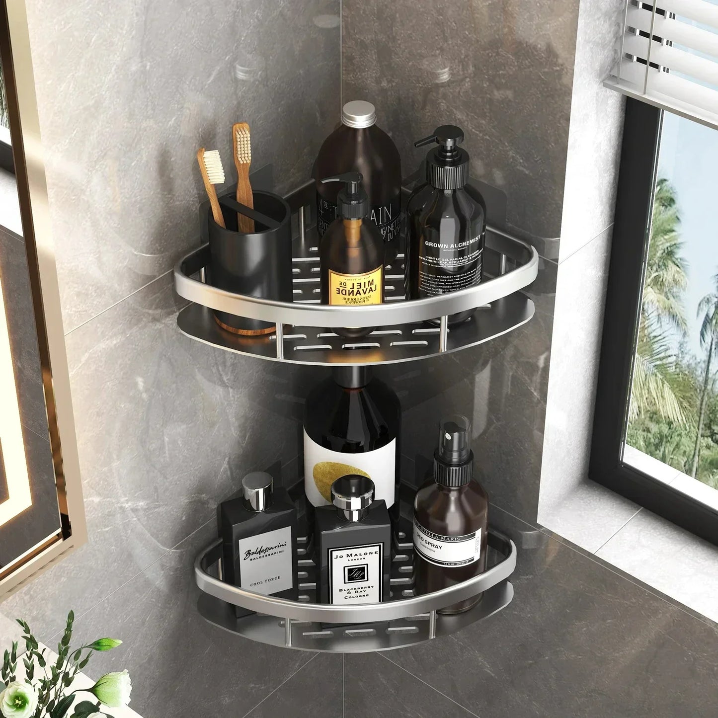Aluminum Bathroom Shelf - No Drill Shower Organiser Rack