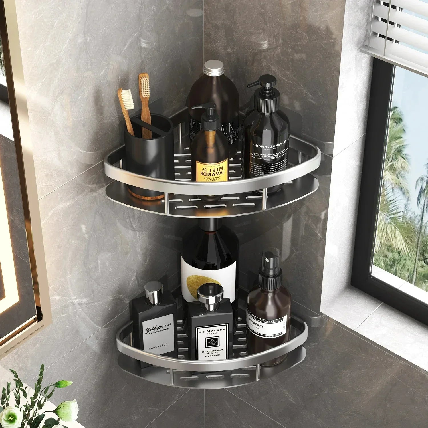 Aluminum Bathroom Shelf - No Drill Shower Organiser Rack